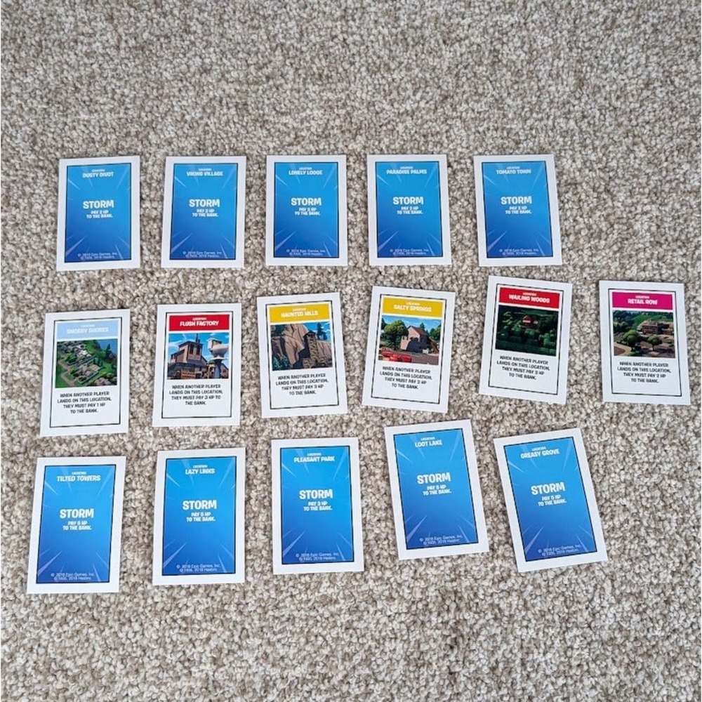 Hasbro Fortnite Monopoly Replacement Property Cards 2018 Edition Lot of 16